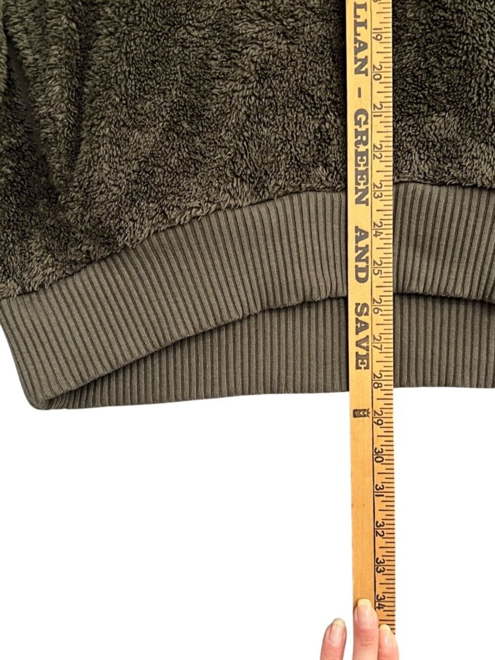 Vtg Members Mark Womens XL Cozy Faux Sherpa Pullover Olive Green Pockets 3/4 Zip - Picture 12 of 12